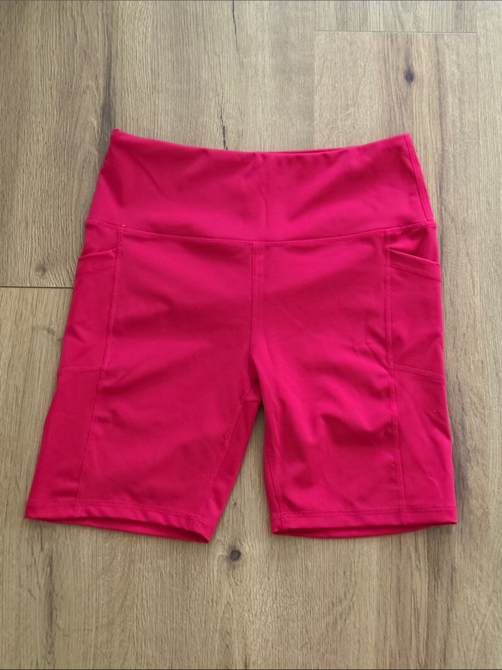 Bright Pink High-Rise Bike Shorts with Side Pockets